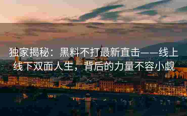 独家揭秘：黑料不打最新直击——线上线下双面人生，背后的力量不容小觑