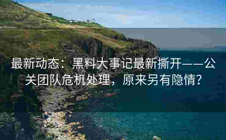 最新动态：黑料大事记最新撕开——公关团队危机处理，原来另有隐情？
