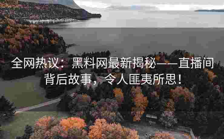 全网热议：黑料网最新揭秘——直播间背后故事，令人匪夷所思！