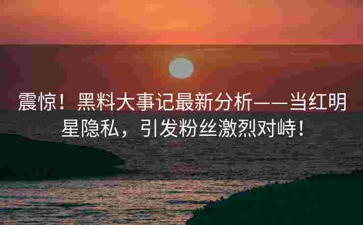 震惊！黑料大事记最新分析——当红明星隐私，引发粉丝激烈对峙！