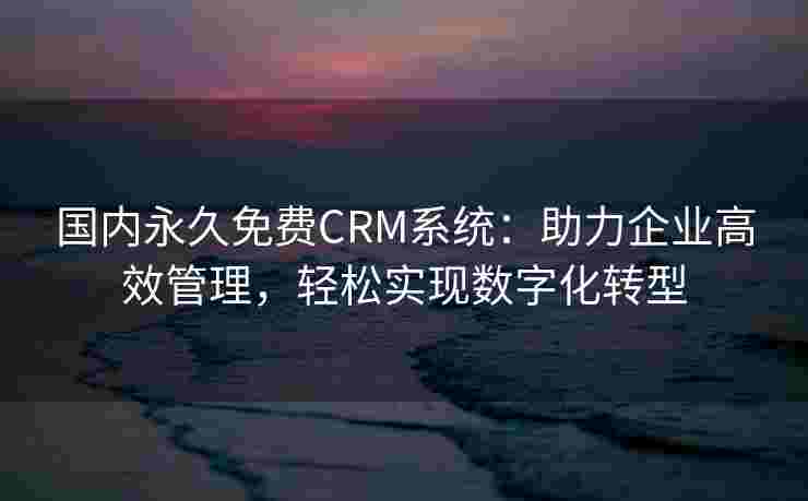 国内永久免费CRM系统：助力企业高效管理，轻松实现数字化转型