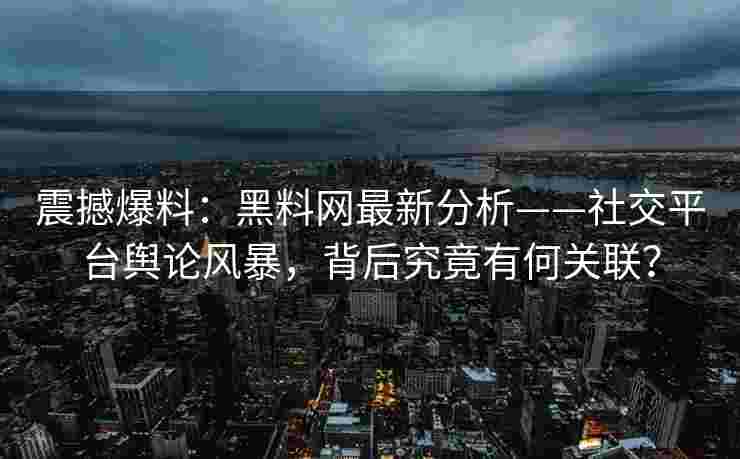 震撼爆料：黑料网最新分析——社交平台舆论风暴，背后究竟有何关联？