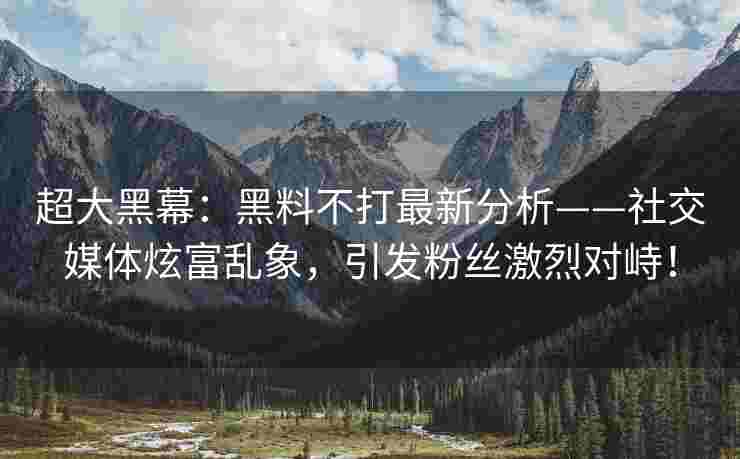超大黑幕：黑料不打最新分析——社交媒体炫富乱象，引发粉丝激烈对峙！