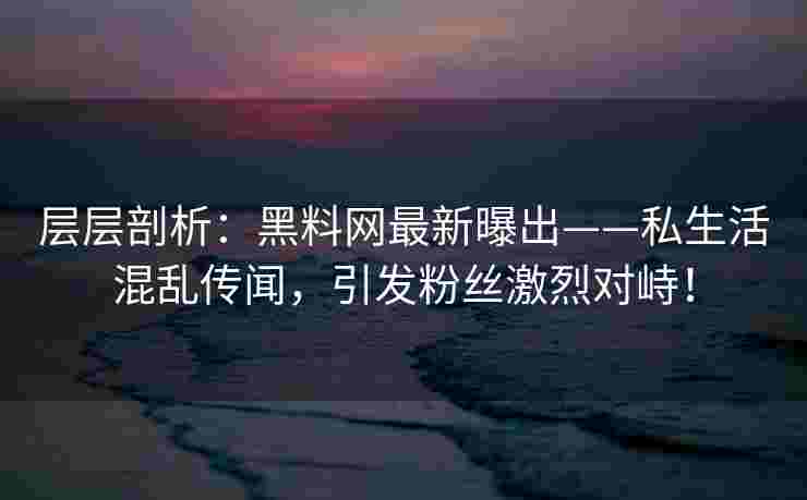 层层剖析：黑料网最新曝出——私生活混乱传闻，引发粉丝激烈对峙！