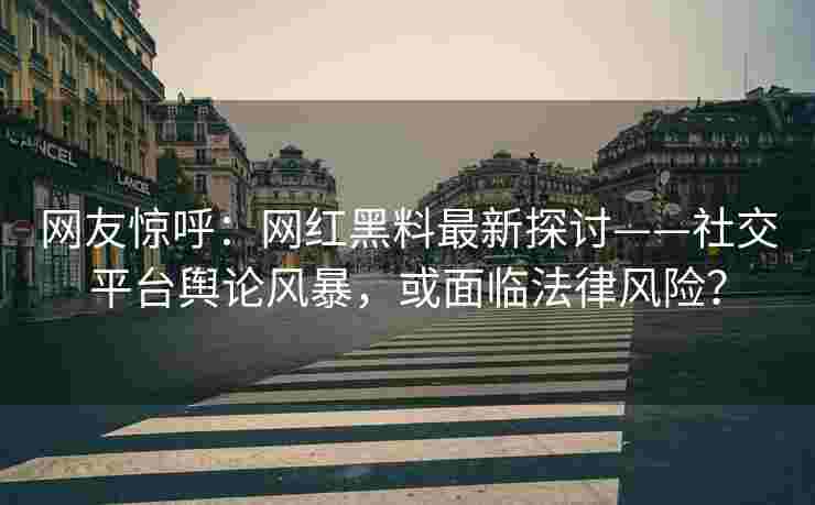 网友惊呼：网红黑料最新探讨——社交平台舆论风暴，或面临法律风险？