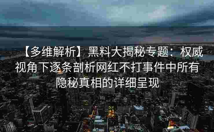 【多维解析】黑料大揭秘专题：权威视角下逐条剖析网红不打事件中所有隐秘真相的详细呈现
