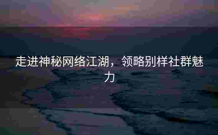 走进神秘网络江湖，领略别样社群魅力
