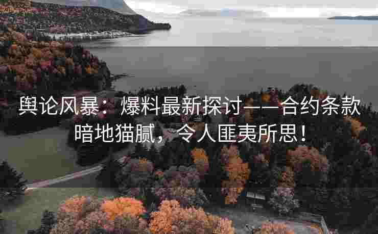 舆论风暴：爆料最新探讨——合约条款暗地猫腻，令人匪夷所思！